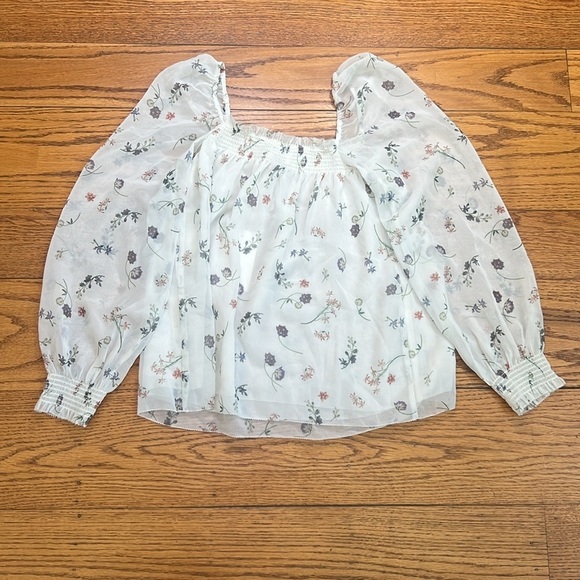 Wilfred White Floral Coastal Mesh Long Capsule Wardrobe Blouse A32 - Picture 4 of 4